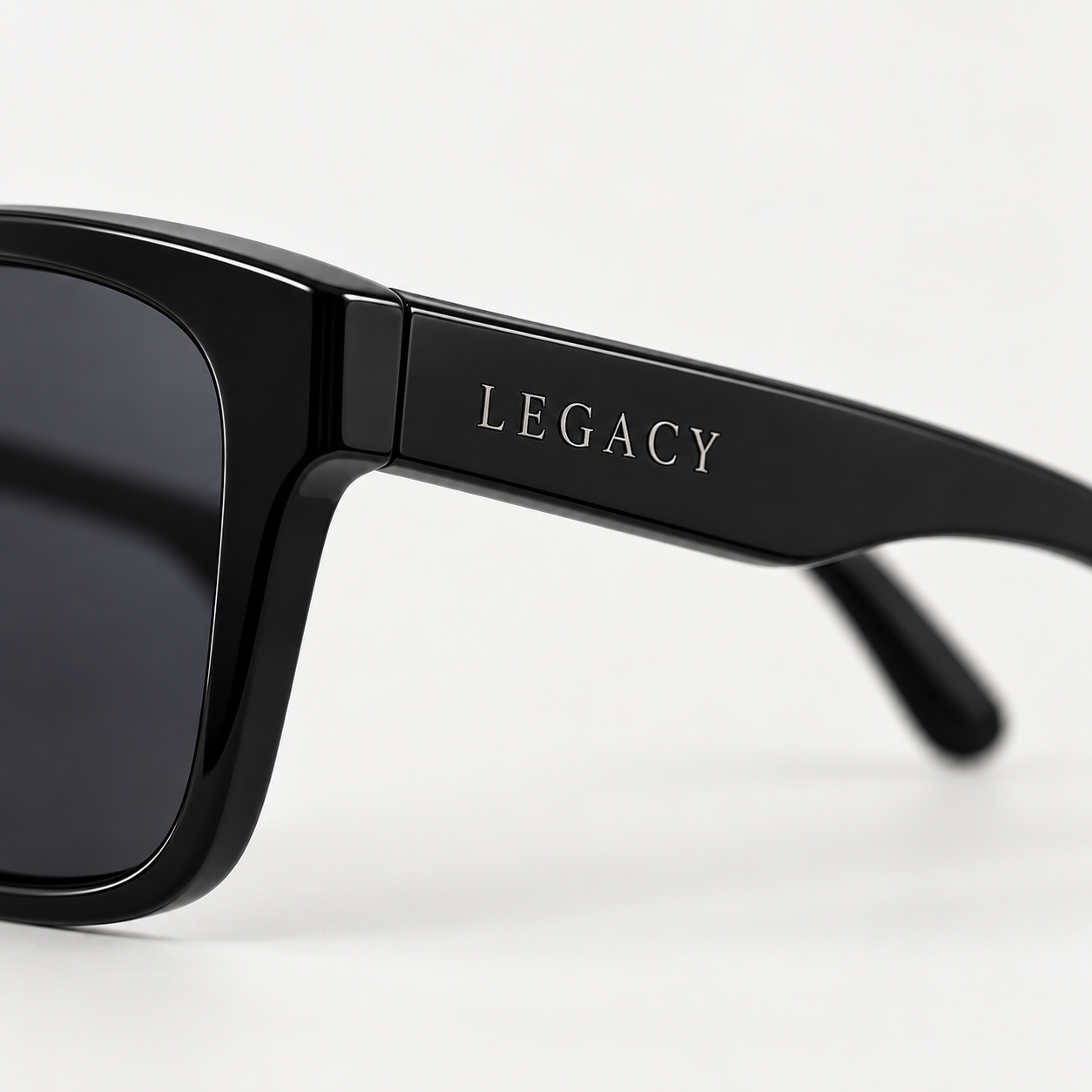 Mockup da haste de óculos com a assinatura Legacy